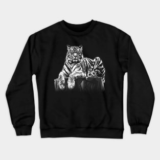 Tiger illustration in Black and White Crewneck Sweatshirt